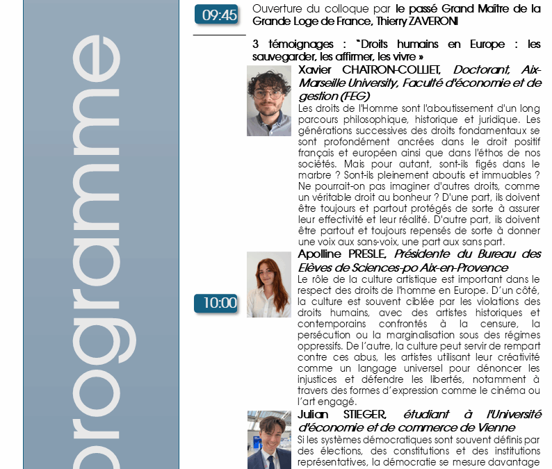 Colloque « Rencontre Jeunesse et Valeurs européennes : le chemin vers les droits de l’homme »